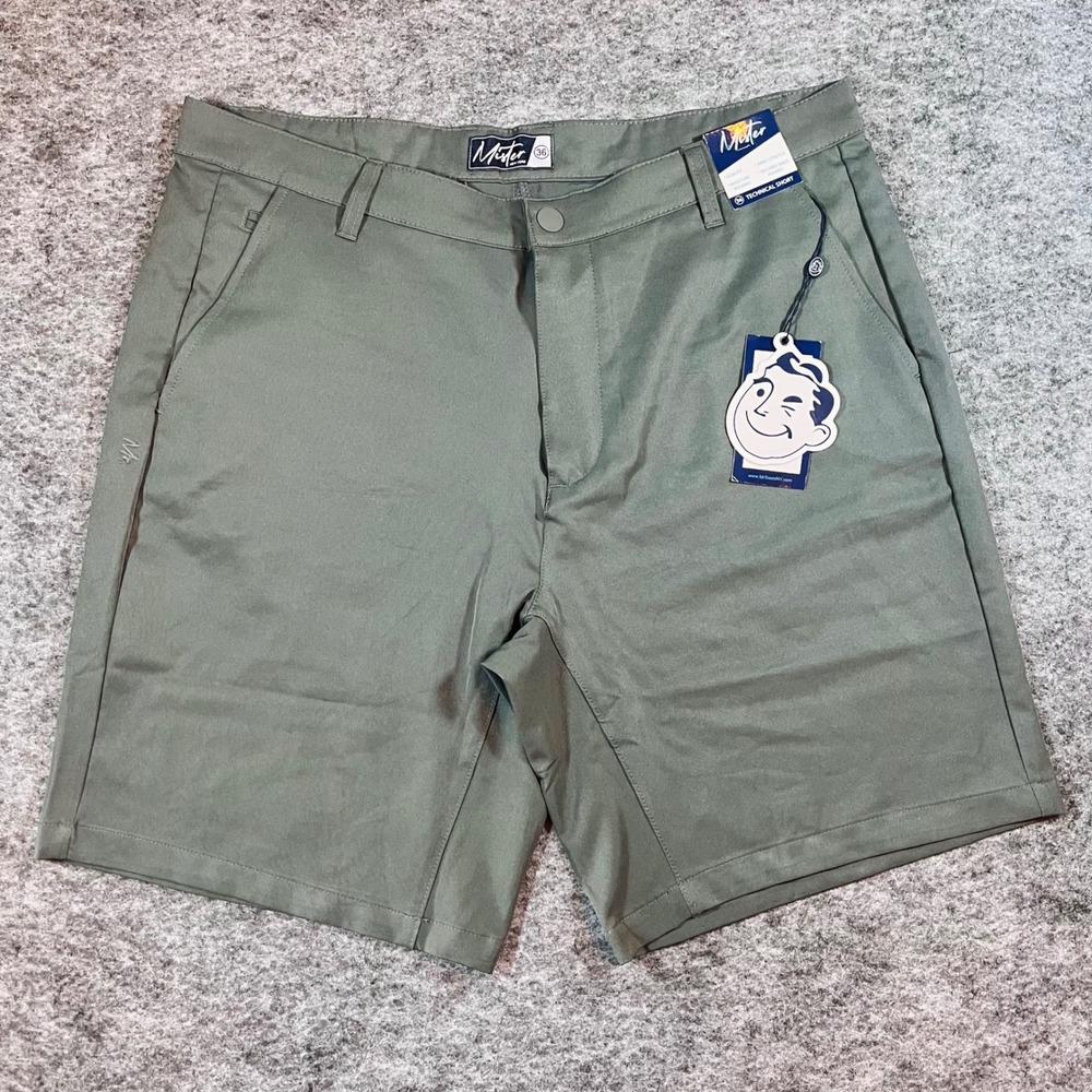 Mister New York Technical Chino Shorts Mens 36 Charcoal Gray Golf Performance
